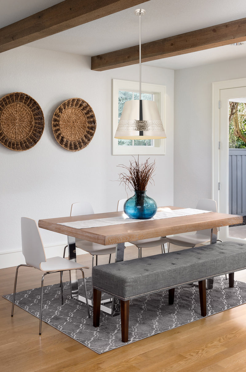 Maddox 1 Light 18" Pendant in Polished Nickel in a room setting