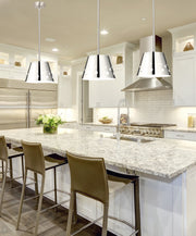 Katie 1 Light 12" Pendant in Polished Nickel in a room setting