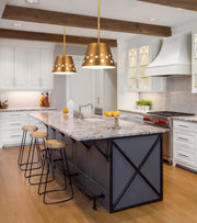 Katie 1 Light 12" Pendant in Rubbed Brass in a room setting