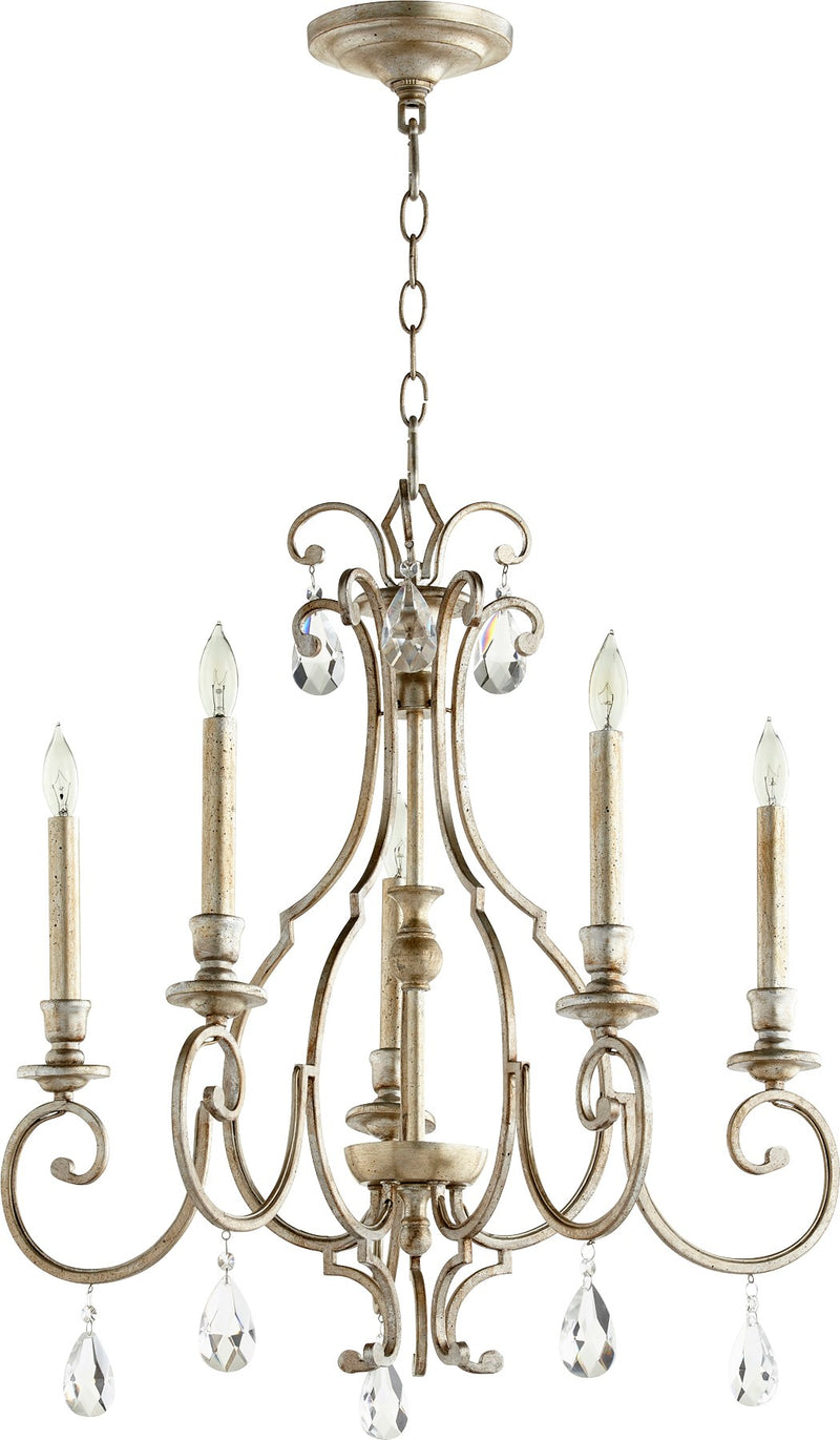 Ansley 5 Light Chandelier in Aged Silver Leaf