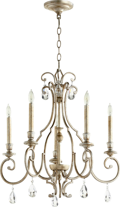Ansley 5 Light Chandelier in Aged Silver Leaf