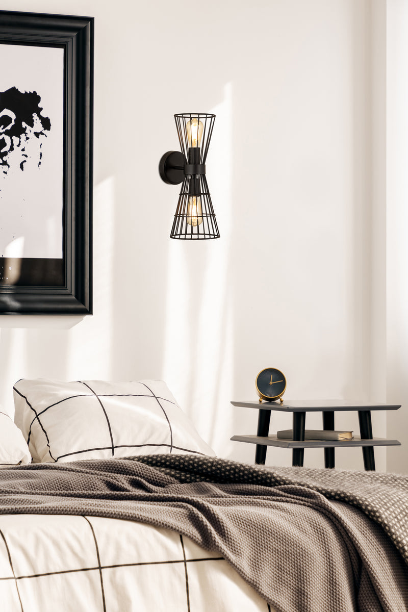 Alito 2 Light 7" Wall Sconce in Matte Black in a room setting