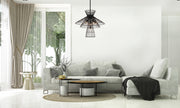 Alito 6 Light 25" Pendant in Matte Black in a room setting