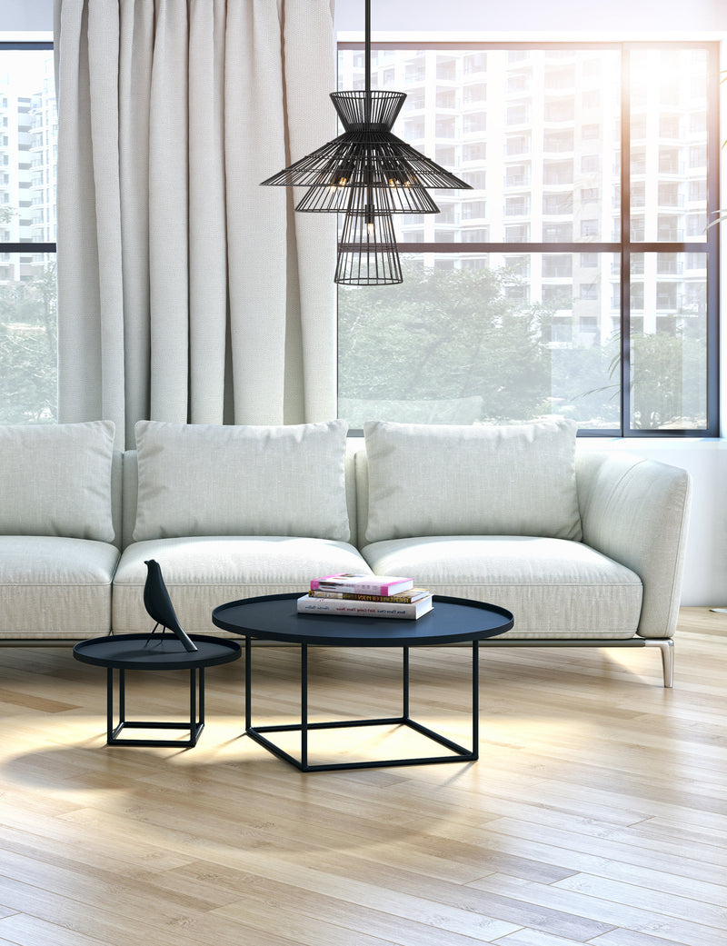 Alito 6 Light 25" Pendant in Matte Black in a room setting
