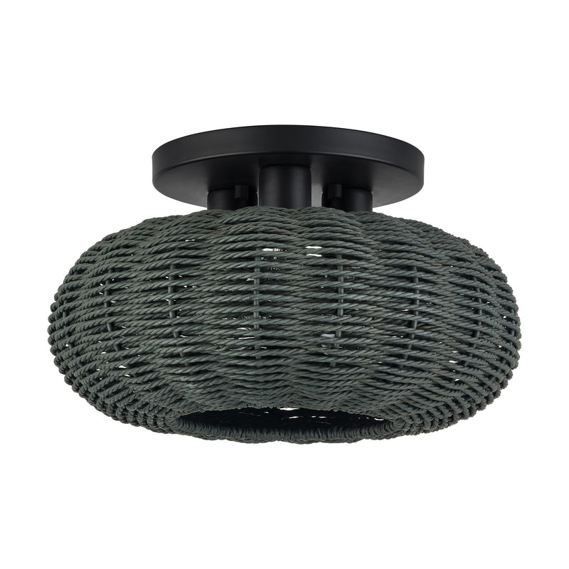 Deluna 14" 3-Light Semi-Flush Mount in Black