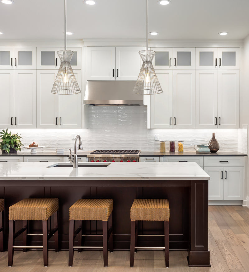 Alito 1 Light 11" Pendant in Polished Nickel in a room setting