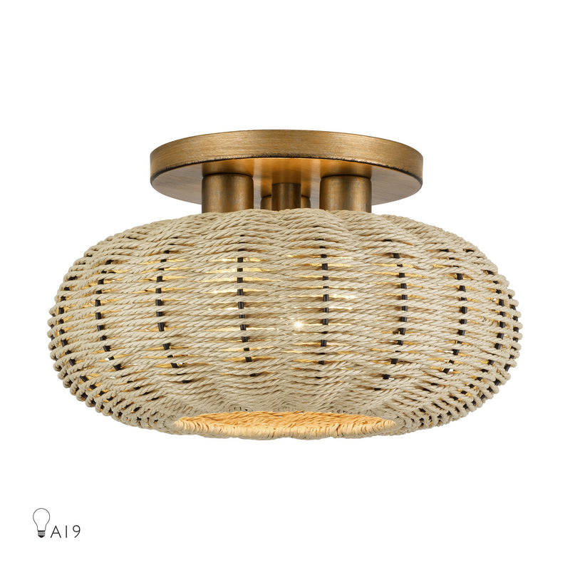 Summervine 3-Light 14" Semi-Flush Mount in Antique Gold Leaf