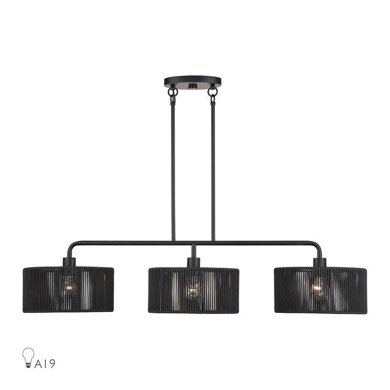 Acordia 3-Light Extra Large Linear Chandelier in Black