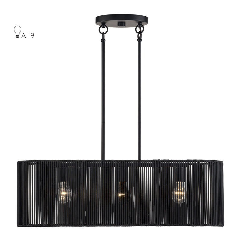 Acordia 3-Light Medium Linear Chandelier in Black