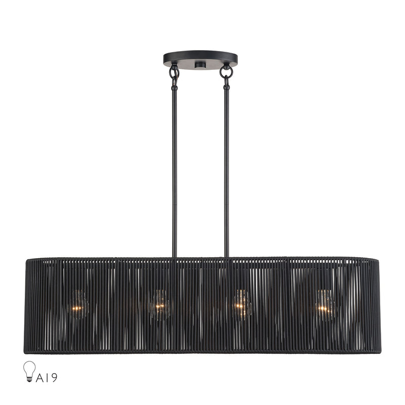 Acordia 4-Light Large Linear Chandelier in Black