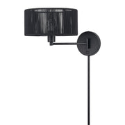 Acordia Swing Arm Wall Lamp with Parisian Night Shade in Black