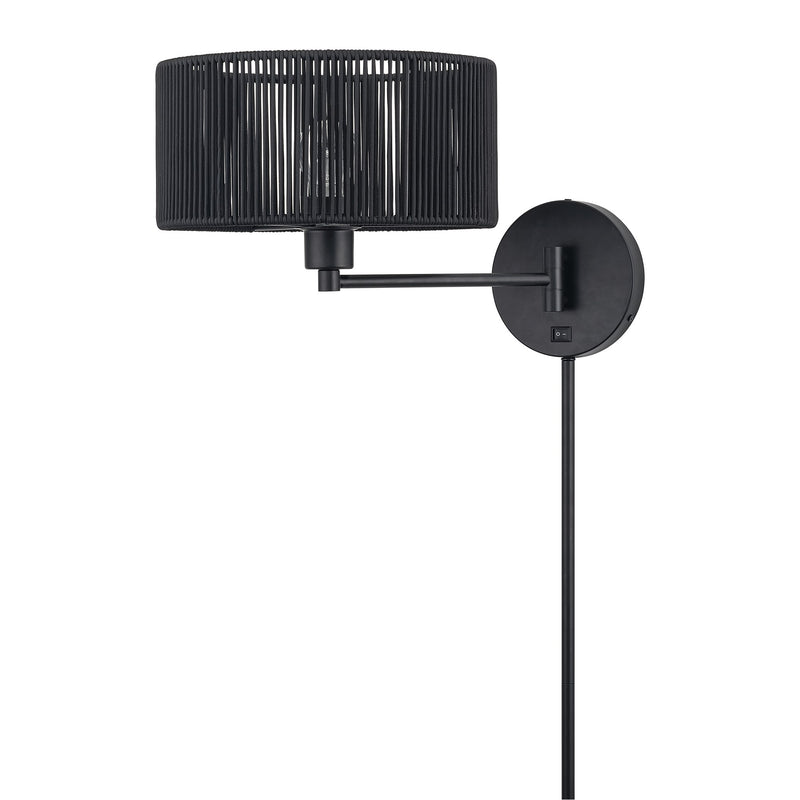 Acordia Swing Arm Wall Lamp with Parisian Night Shade in Black