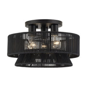 Florell 15" 3-Light Semi-Flush Mount in Black