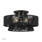 Florell 18" 3-Light Semi-Flush Mount in Black
