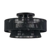 Florell 18" 3-Light Semi-Flush Mount in Black