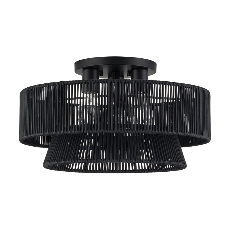 Florell 18" 3-Light Semi-Flush Mount in Black