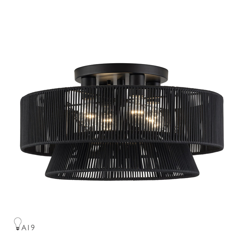 Florell 4-Light Semi-Flush Mount in Black
