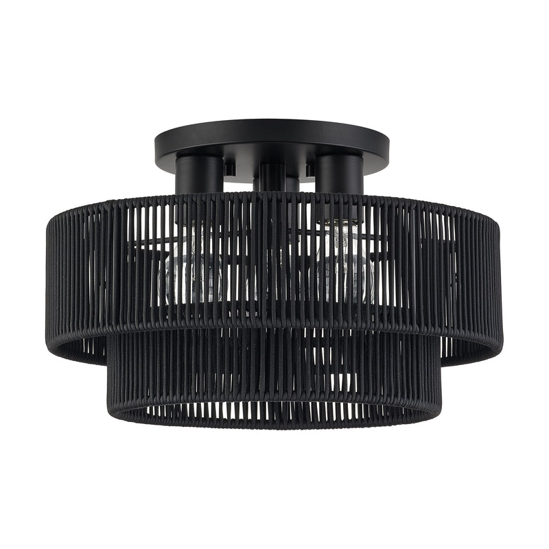 Acordia 3-Light 15" Semi-Flush Mount in Black
