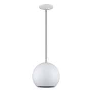 Kuppola LED Globe Pendant in White with Brushed Nickel Accents