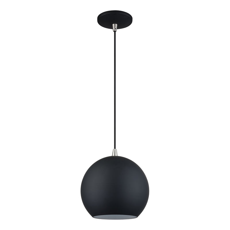 Kuppola LED Globe Pendant in Black with Brushed Nickel Accents