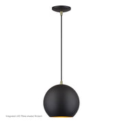 Kuppola LED Globe Pendant in Bronze with Antique Brass Accents
