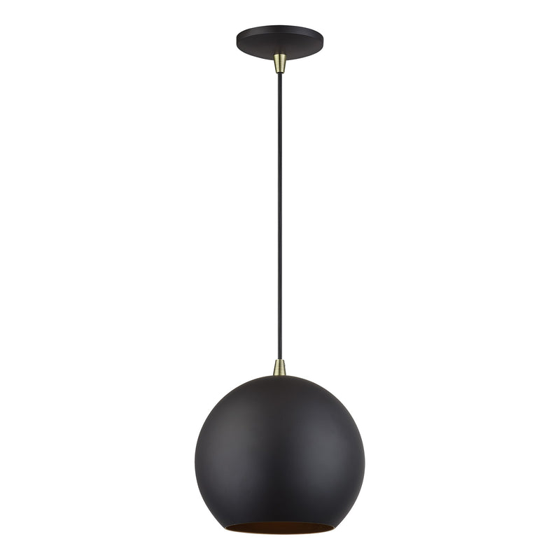 Kuppola LED Globe Pendant in Bronze with Antique Brass Accents