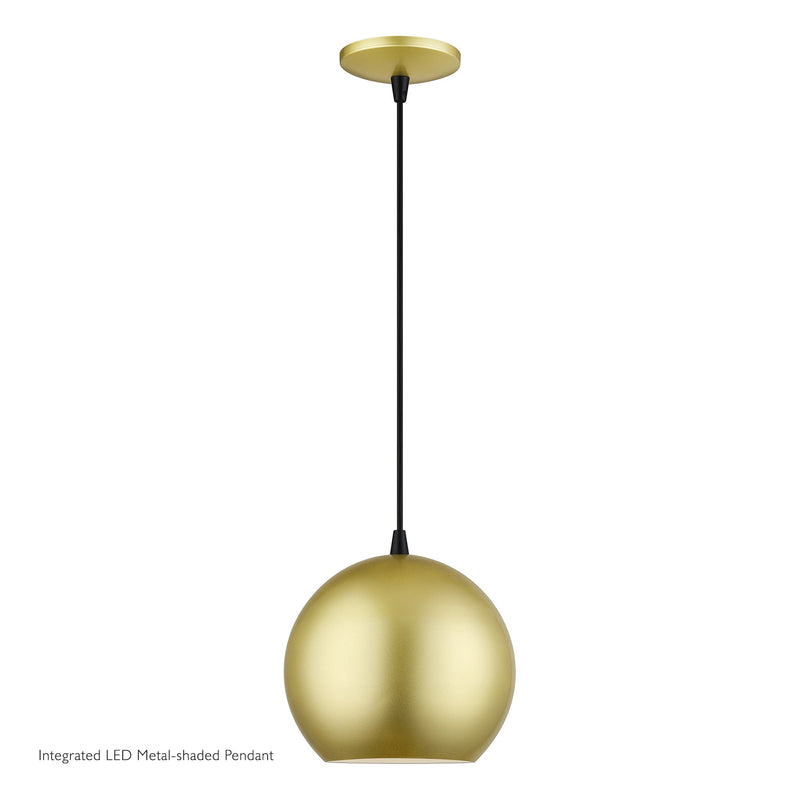 Kuppola LED Globe Pendant in Soft Gold with Black Accents
