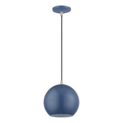 Kuppola LED Globe Pendant in Ocean Blue with Brushed Nickel Accents