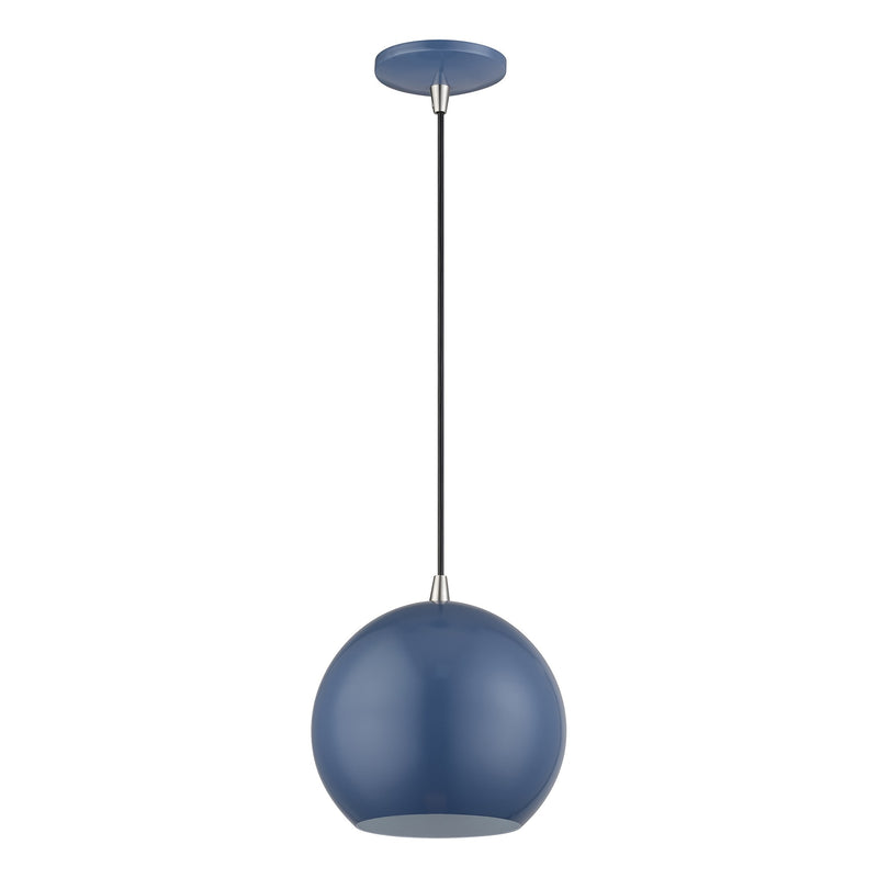 Kuppola LED Globe Pendant in Ocean Blue with Brushed Nickel Accents