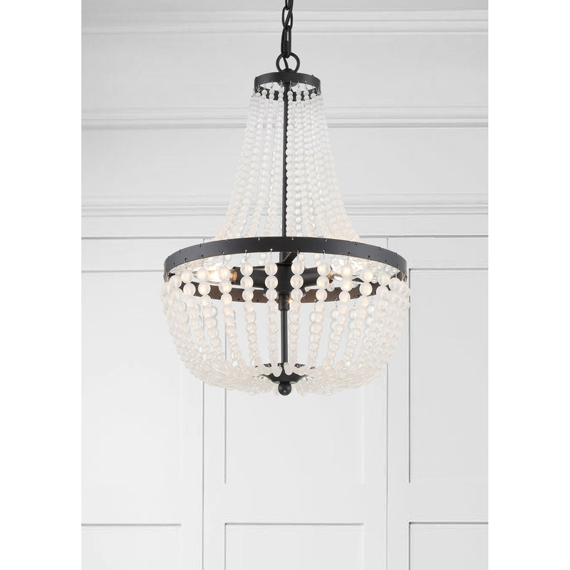 Rylee 3 Light 14" Pendant in Matte Black in a room setting