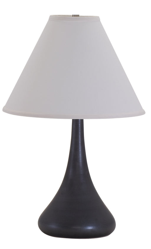 Scatchard 23 Inch Stoneware Table Lamp In Black Matte with Off-White Linen Hardback