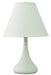 Scatchard 19 Inch Stoneware Table Lamp In White Matte with Off-White Linen Hardback