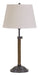 Richmond Adjustable Oil Rubbed Bronze Table Lamp with White Burlap Hardback