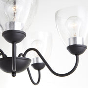 5 Light Glass Shade Chandelier in Textured Black