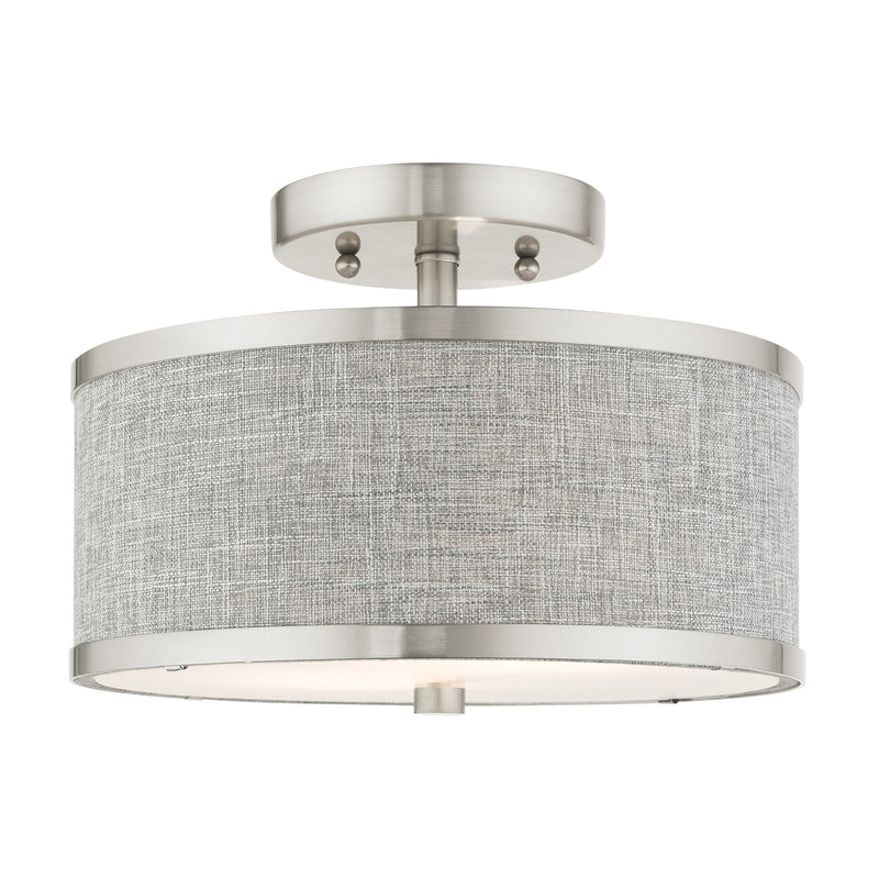 Park Ridge 2-Light 11" Semi-Flush Mount in Brushed Nickel