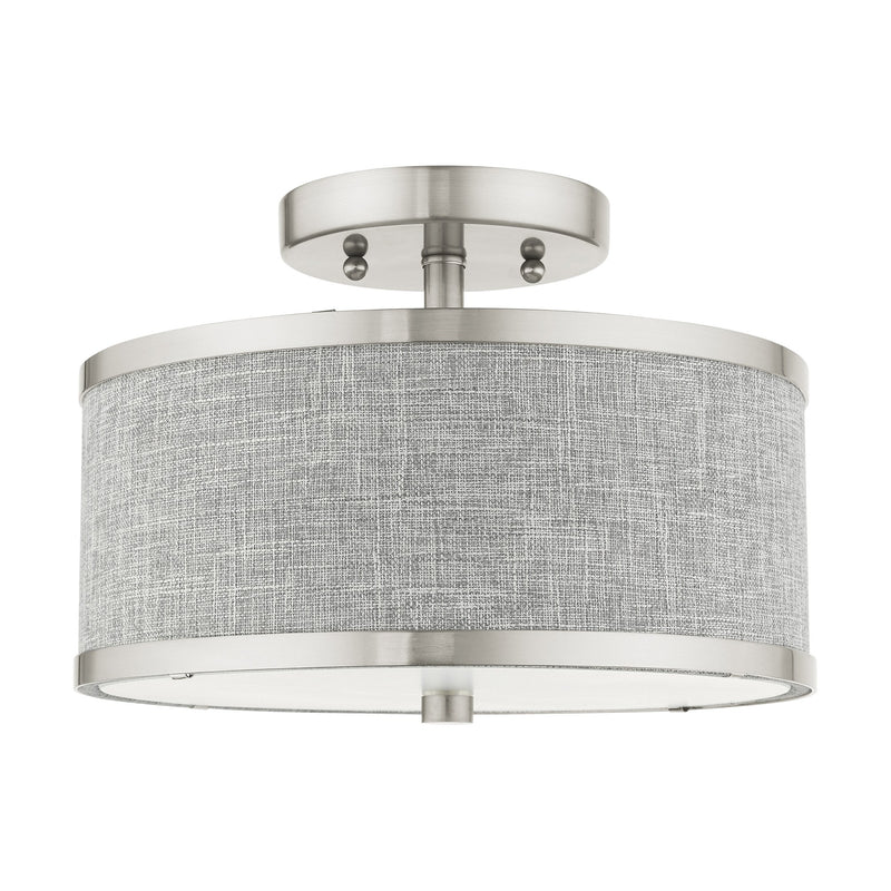 Park Ridge 2-Light 11" Semi-Flush Mount in Brushed Nickel