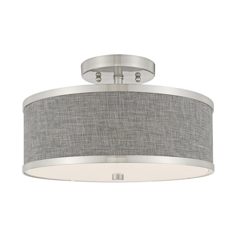 Park Ridge 2-Light 13" Semi-Flush Mount in Brushed Nickel