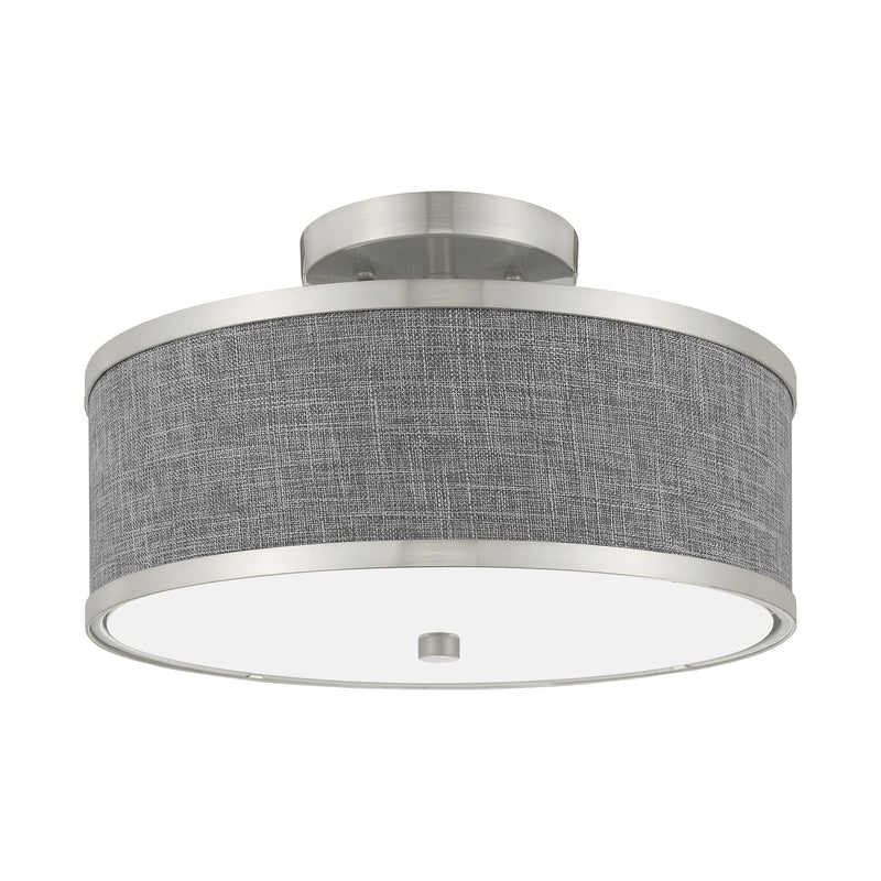 Park Ridge 2-Light 13" Semi-Flush Mount in Brushed Nickel