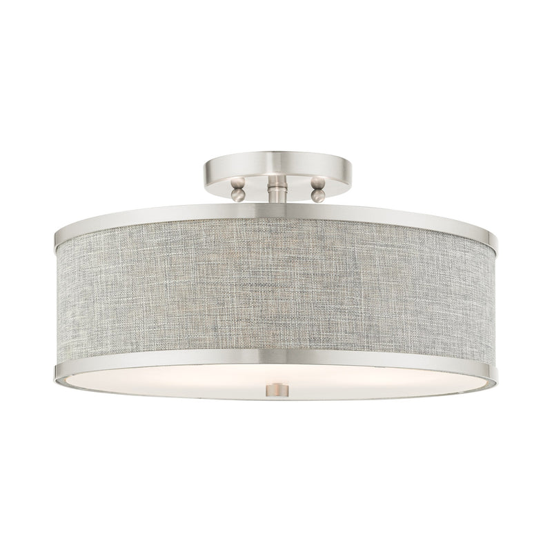 Park Ridge 3-Light 15" Semi-Flush Mount in Brushed Nickel