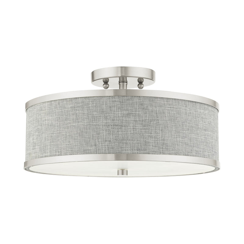 Park Ridge 3-Light 15" Semi-Flush Mount in Brushed Nickel