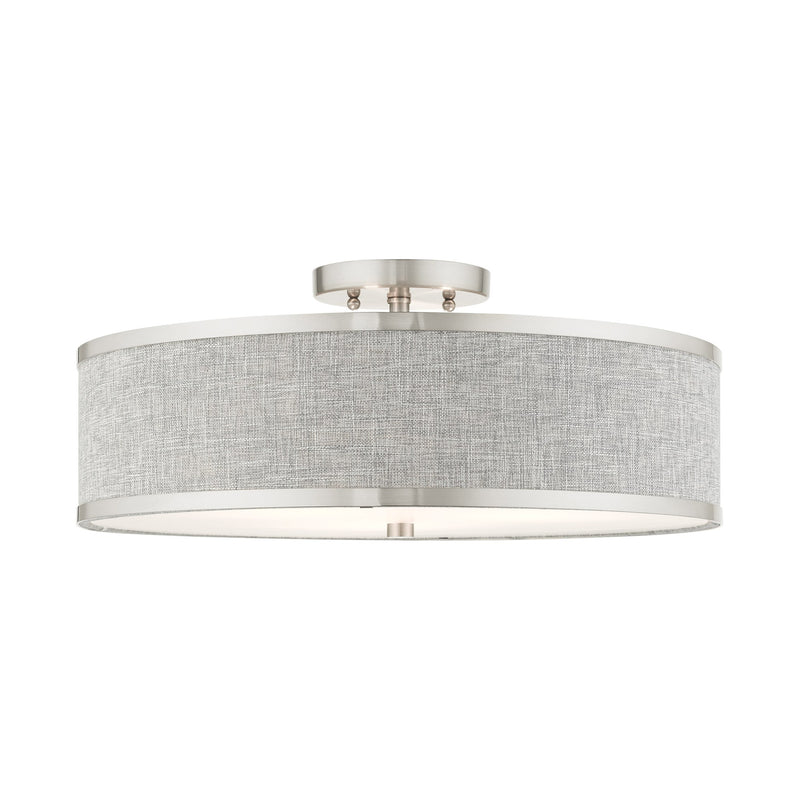 Park Ridge 3-Light 18" Semi-Flush Mount in Brushed Nickel