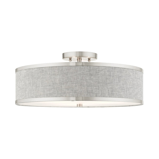Park Ridge 3-Light 18" Semi-Flush Mount in Brushed Nickel