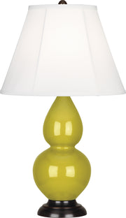Small Double Gourd Accent Lamp with Ivory Stretched Fabric Shade - Lamps Expo