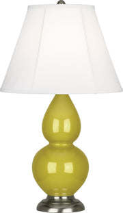 Small Double Gourd Accent Lamp with Ivory Stretched Fabric Shade - Lamps Expo