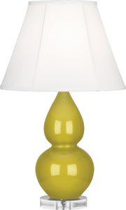 Small Double Gourd Accent Lamp with Ivory Stretched Fabric Shade - Lamps Expo
