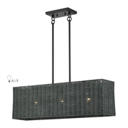 Weavington 3-Light Rectangular Linear Chandelier in Black