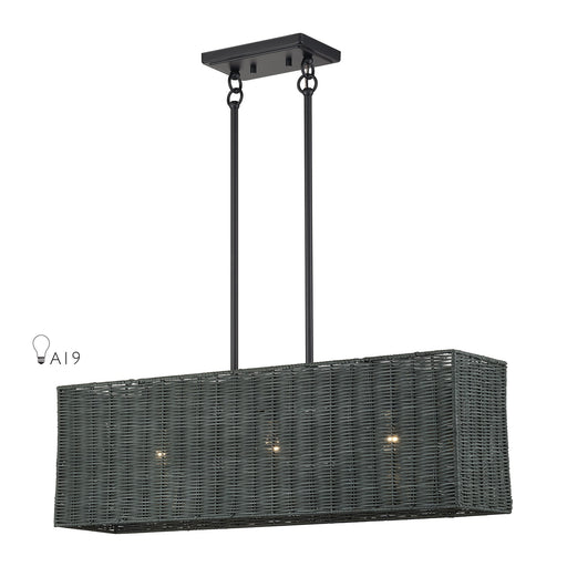 Weavington 3-Light Rectangular Linear Chandelier in Black