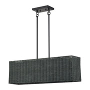Weavington 3-Light Rectangular Linear Chandelier in Black