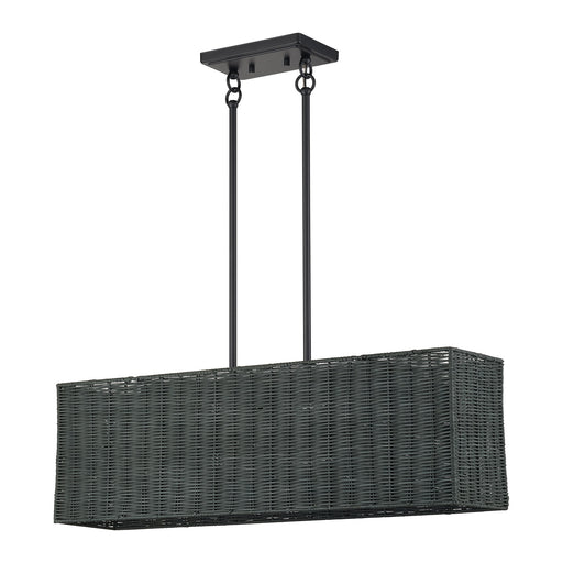 Weavington 3-Light Rectangular Linear Chandelier in Black