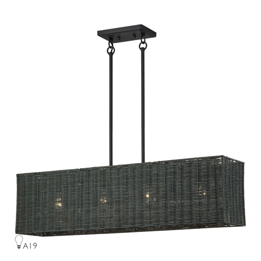Weavington 4-Light Rectangular Linear Chandelier in Black